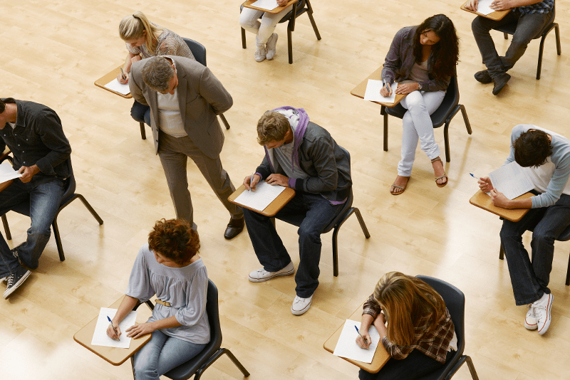 Students taking exams